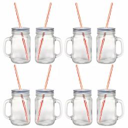 Starfrit Gourmet By Starfrit 12-Piece Glass Mason Jar Mug Set with Lids and Reusable Straws, 16 oz. thumbnail 1