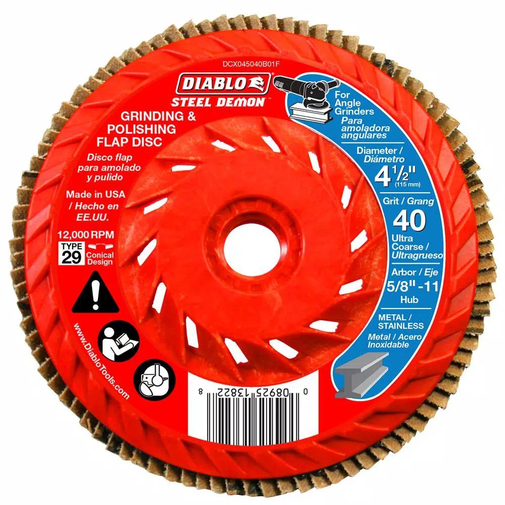 Diablo Steel Demon 4-1/2 in. 40-Grit Grinding and Polishing Flap Disc with Speed Hub