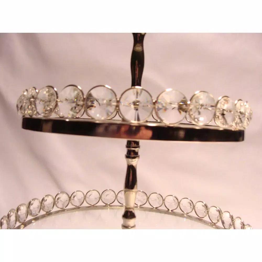 Heim Concept Silver 3-Tier Crystal and Stainless Steel Cake Stand, 20 in. H