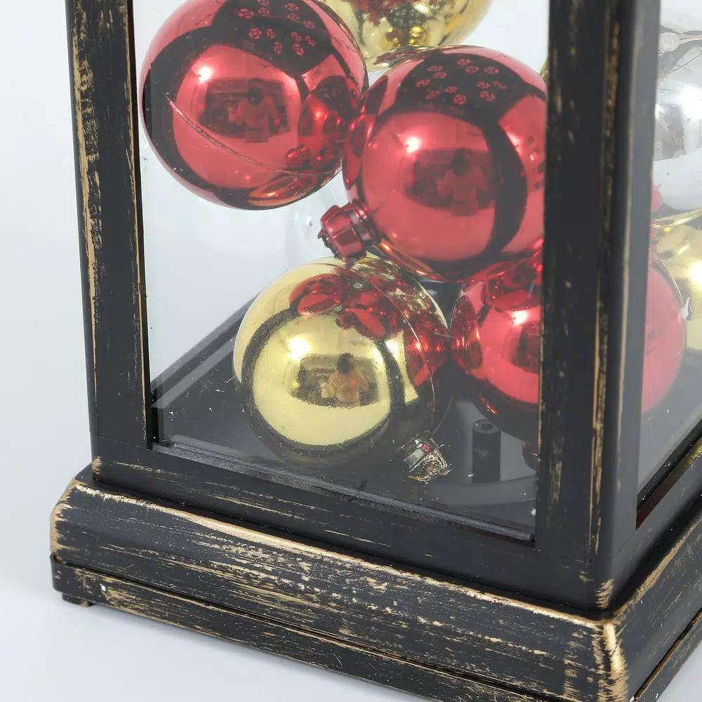 Winsome House 10-Light RGB Color Changing LED Square Holiday Lantern with Christmas Ornaments