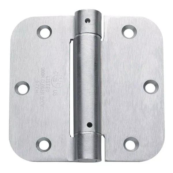 Global Door Controls 3.5 in. x 3.5 in. Brushed Chrome Steel Spring Hinge, 5/8 in. Radius (Set of 2)