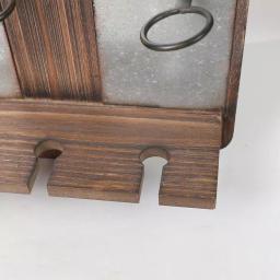 Luxen Home Rustic Wood & Metal Wall Mounted Wine Rack - Holds 3 Bottles & 4 Glasses thumbnail 3