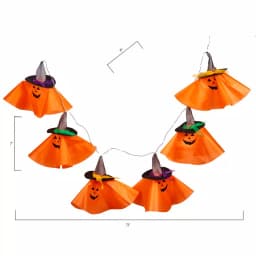 Worth Imports 71 in. 6-Light Halloween Pumpkin Garland with Flashing LED Witch Hats thumbnail 2