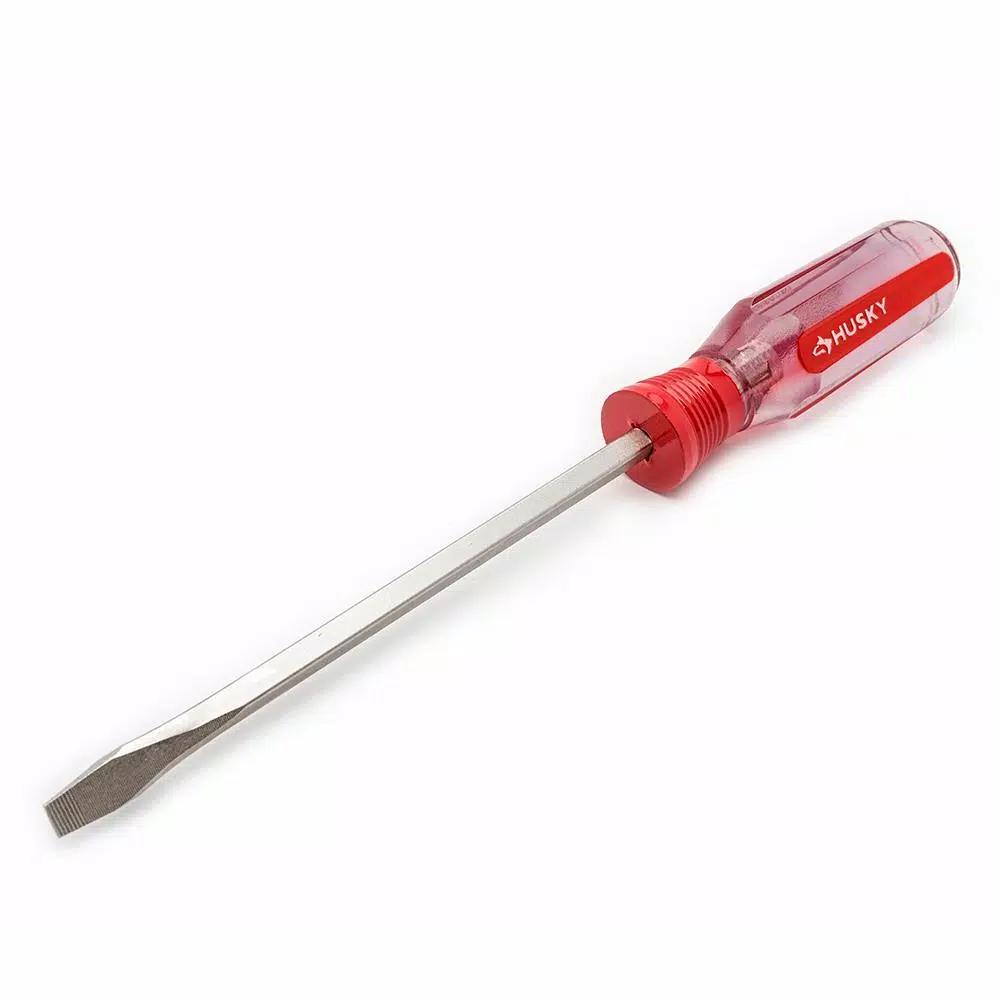 Husky 1/4 in. x 6 in. Slotted Screwdriver with Square Shaft and Acetate Handle