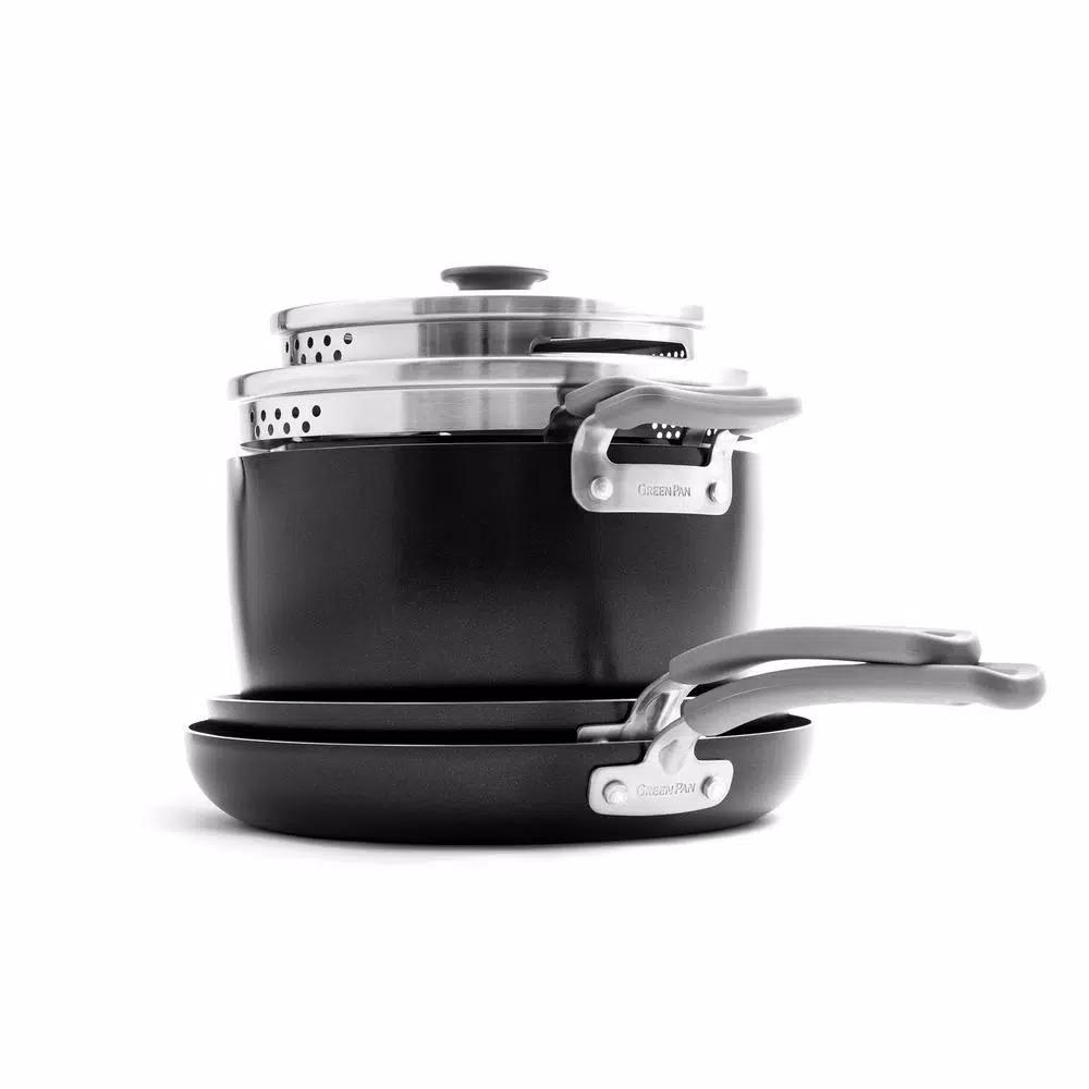 GreenPan Levels Essential 6-Piece Aluminum Ceramic Nonstick Cookware Set, Gray