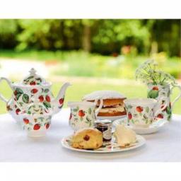 Unbranded Roy Kirkham Alpine Strawberry Bone China Teacup and Saucer Set, 230 ml, Made in England thumbnail 3