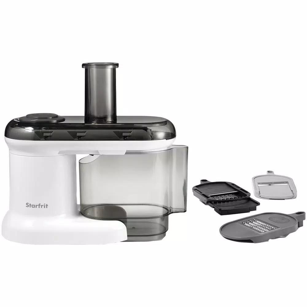 Starfrit Electric Mandoline Slicer, 7-in-1 Vegetable and Fruit Slicer, White