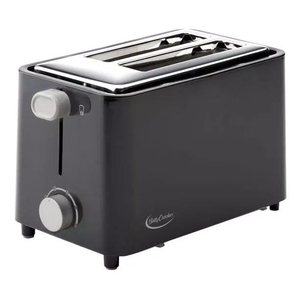 Betty Crocker 2-Slice Wide Slot Toaster with Cool-Touch Exterior, Black