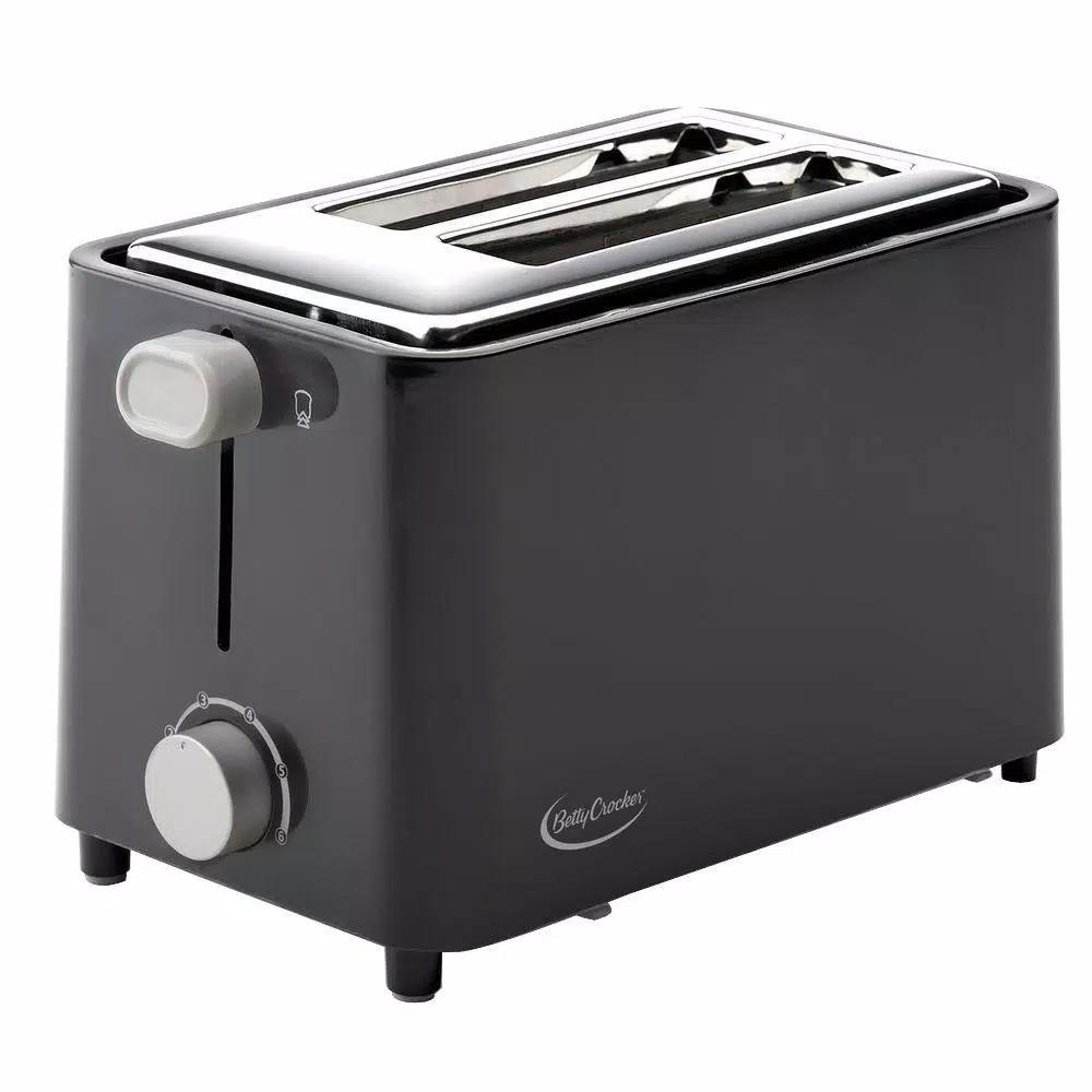 Betty Crocker 2-Slice Wide Slot Toaster with Cool-Touch Exterior, Black