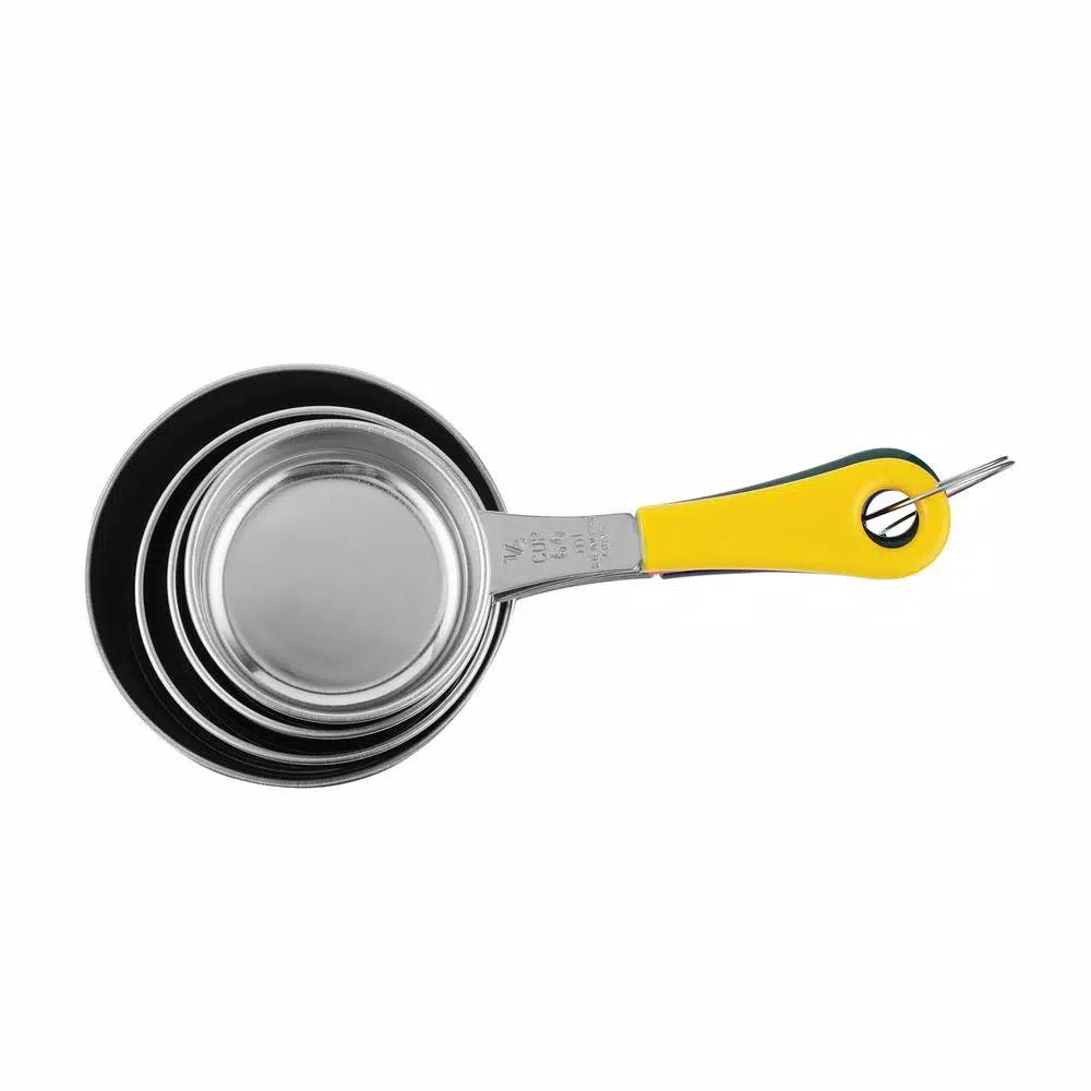 Fox Run 4-Piece Stainless Steel Measuring Cup Set with Color-Coated Handles