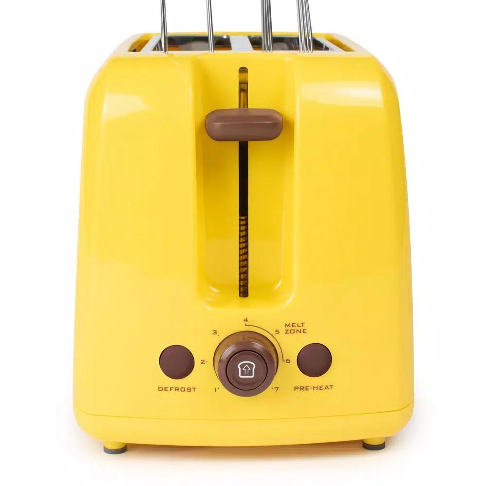 Unbranded Yellow Grilled Cheese Toaster with Extra-Wide Slots and Removable Baskets