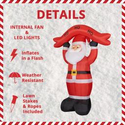 Fraser Hill Farm 10 ft. Santa Claus Inflatable with HO HO HO Sign and White Lights thumbnail 4