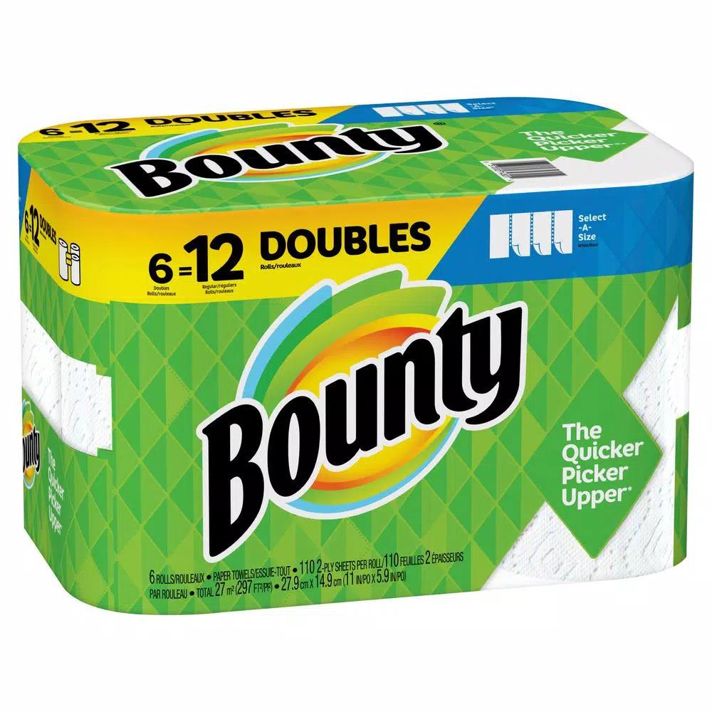 Bounty Select-A-Size White Paper Towels, 6 Double Rolls