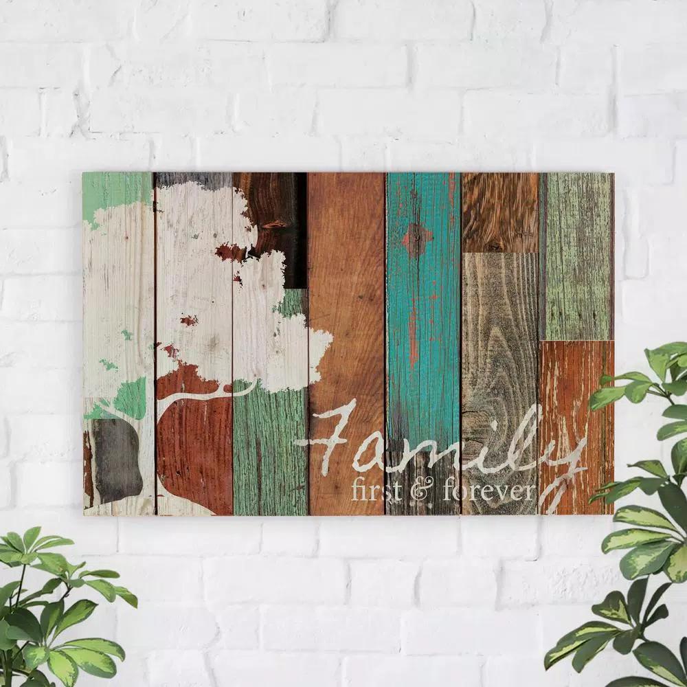 P Graham Dunn Family First & Forever Rustic Wood Pallet Sign - Farmhouse Wall Decor