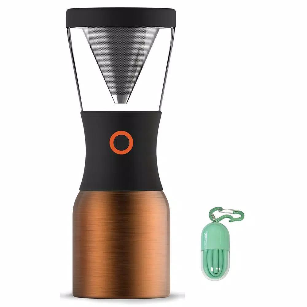 ASOBU 40 oz. Bronze Cold Brew Portable Coffee Maker with Reusable Straw