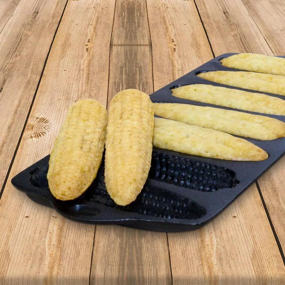 ExcelSteels 12.25 in. Cast Iron Corn Shaped Bread Baking Tray