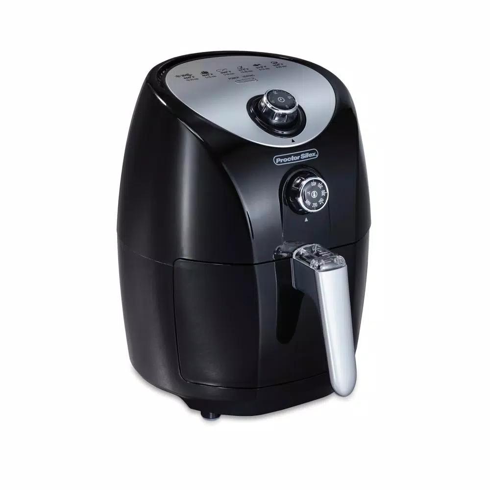 Proctor Silex 1.58 Qt. Black Air Fryer, 900W Compact Countertop Fryer