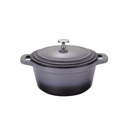 AMERCOOK LA PLURIEL 3 qt. Round Enameled Cast Iron Casserole Dish with Lid, Gray thumbnail 1