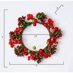 WORTH IMPORTS 3.5" Mixed Red and Green Berry Candle Ring Set of 2 thumbnail 2