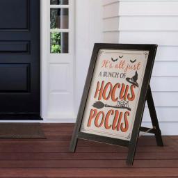 Glitzhome 24 in. Hocus Pocus Halloween Wooden Easel Sign - Standing or Hanging Decor thumbnail 7