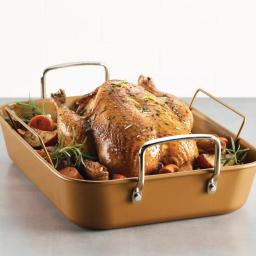 Ayesha Curry Ayesha Bakeware Nonstick Roasting Pan with Convertible Rack, 11 x 15-Inch, Copper thumbnail 5