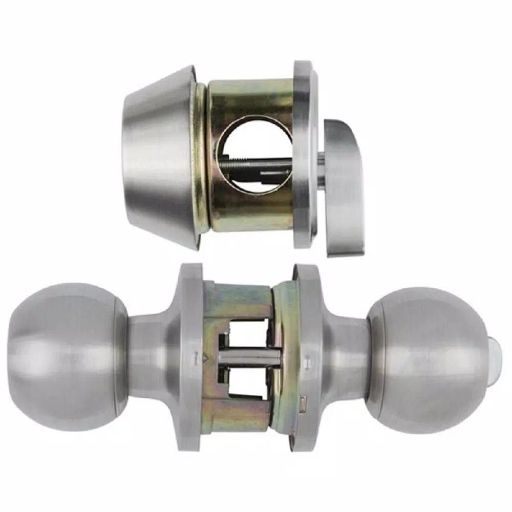 Universal Hardware Satin Chrome Commercial Entry Knob and Single Cylinder Deadbolt Combo Pack, ANSI Grade 2