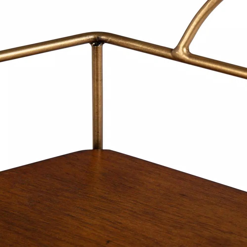 Kate and Laurel Westland Mid-Century Modern Wood and Metal Nesting Tray Set, Brown and Gold
