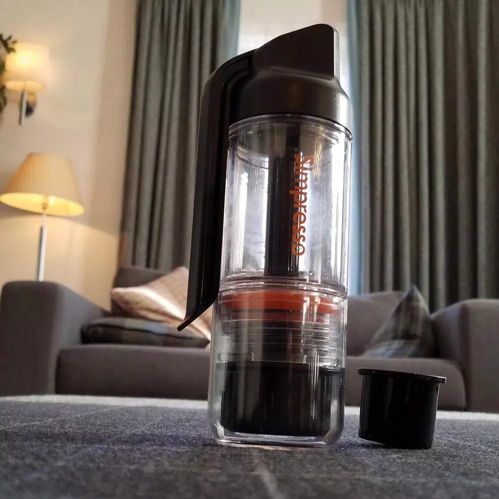 Simposh Simpresso Portable Espresso Machine - Hand Powered Travel Coffee Maker with NS Capsule & Ground Coffee Compatibility