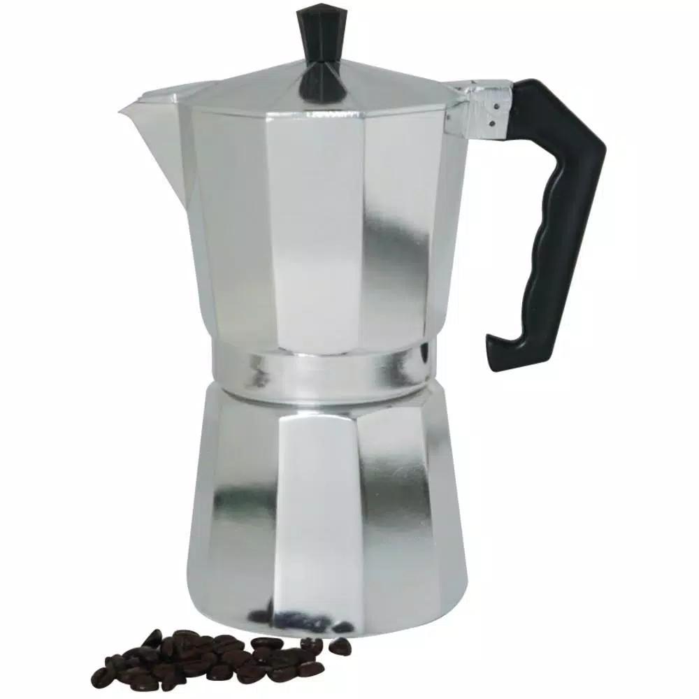 Home Basics 6-Cup Aluminum Stovetop Espresso Machine, Grey