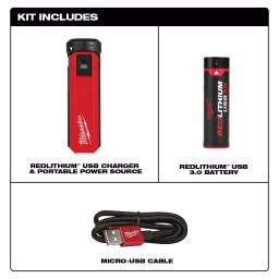 Milwaukee REDLITHIUM USB Rechargeable Portable Power Bank and Charger Kit thumbnail 2