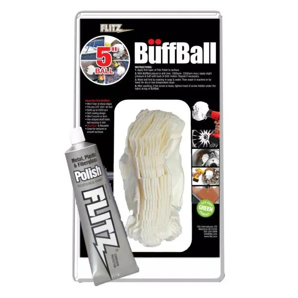 Flitz 5 in. Original Buff-Ball White Buffing Pad for 3/8 in. Drill or Air Tool