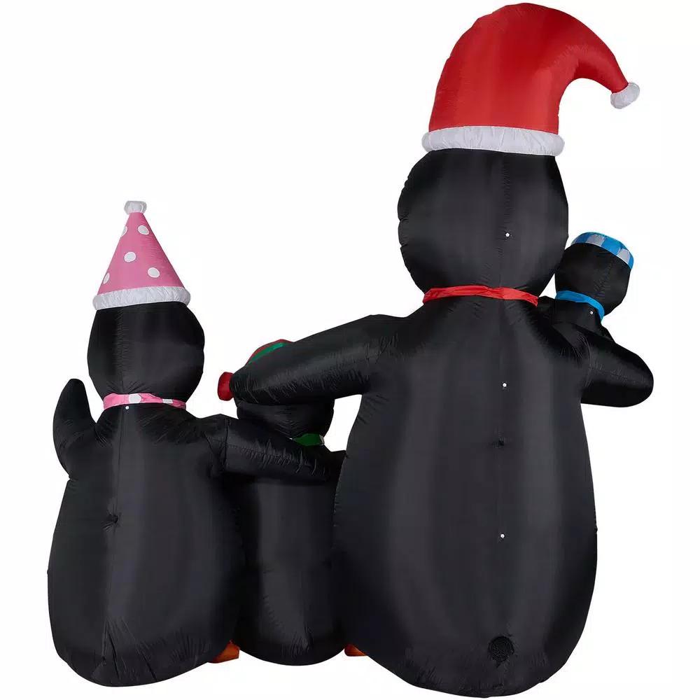 Fraser Hill Farm 10 ft. Penguin Family Christmas Inflatable with White Lights