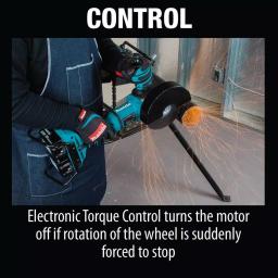 Makita 18V X2 LXT (36V) 9 in. Brushless Paddle Switch Angle Grinder Kit with 5.0 Ah Batteries & Grinding Wheels thumbnail 9