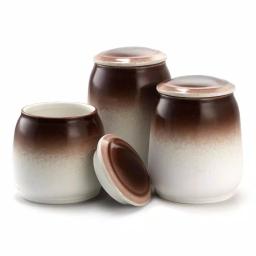 Elama Toasted Coconut 3-Piece Ceramic Kitchen Canister Set with Airtight Lids thumbnail 4