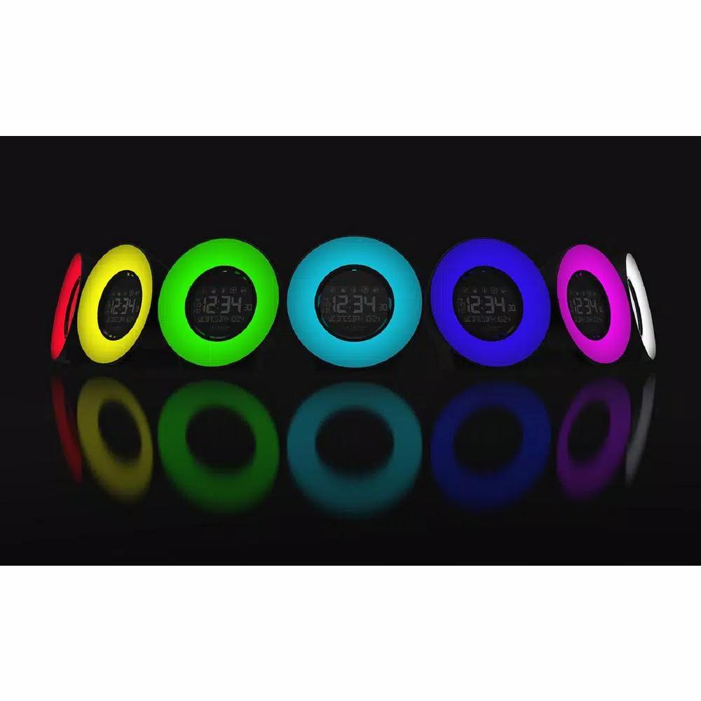 La Crosse Technology Color Mood Light Alarm Clock with Nature Sounds and USB Charging Port