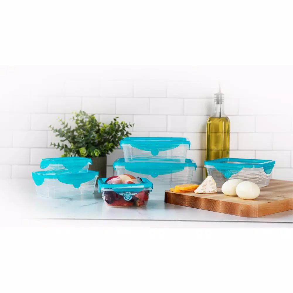 As Seen on TV Stretch and Fresh 12-Piece Silicone Airtight Food Storage Container Set, Blue