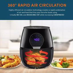 Maximatic Elite Gourmet 5.3 Qt. Digital Air Fryer, 1350W Oil-Free Multi-Cooker, Black thumbnail 3
