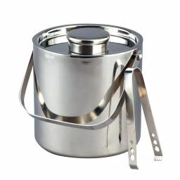 Elegance 3 Qt. Stainless Steel Double Wall Insulated Ice Bucket with Tongs thumbnail 1