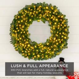 Best Choice Products 60 in. Pre-Lit LED Spruce Artificial Christmas Wreath with 300 Warm White Lights thumbnail 6