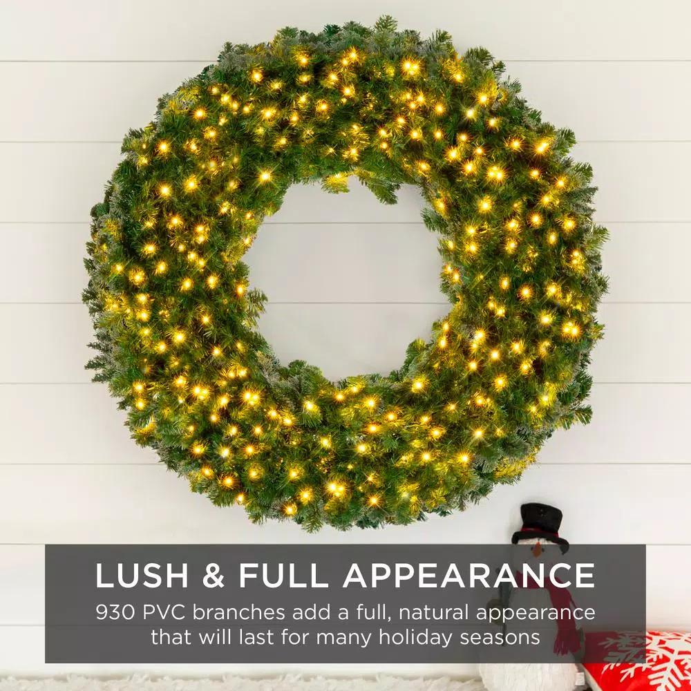 Best Choice Products 60 in. Pre-Lit LED Spruce Artificial Christmas Wreath with 300 Warm White Lights