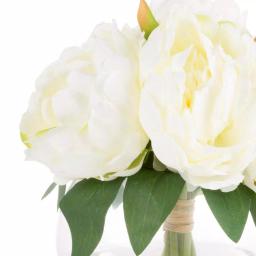 Pure Garden 8 in. Cream Rose Artificial Floral Arrangement in Glass Vase thumbnail 4