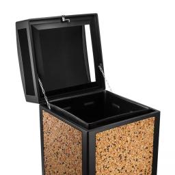 Alpine Industries 40 Gal. Steel Stone Panel Outdoor Commercial Trash Can with Lockable Lid thumbnail 2