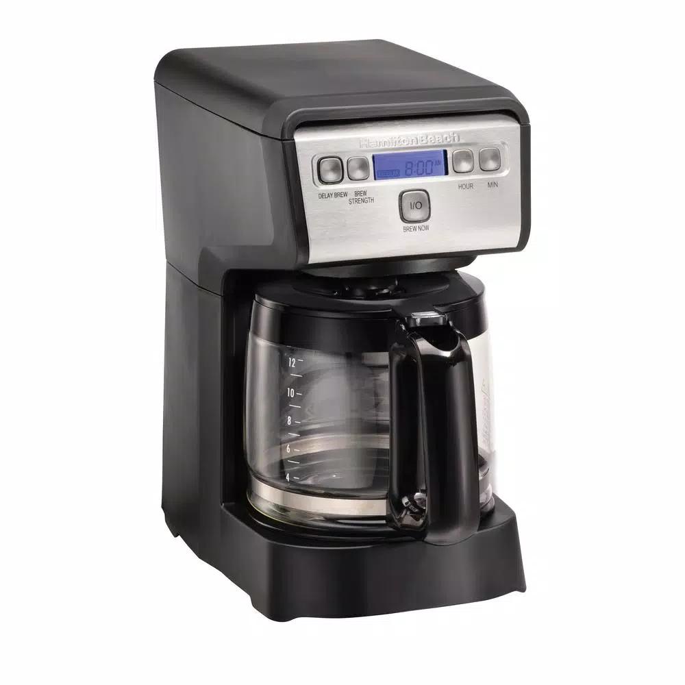 Hamilton Beach 12-Cup Compact Programmable Drip Coffee Maker, Black