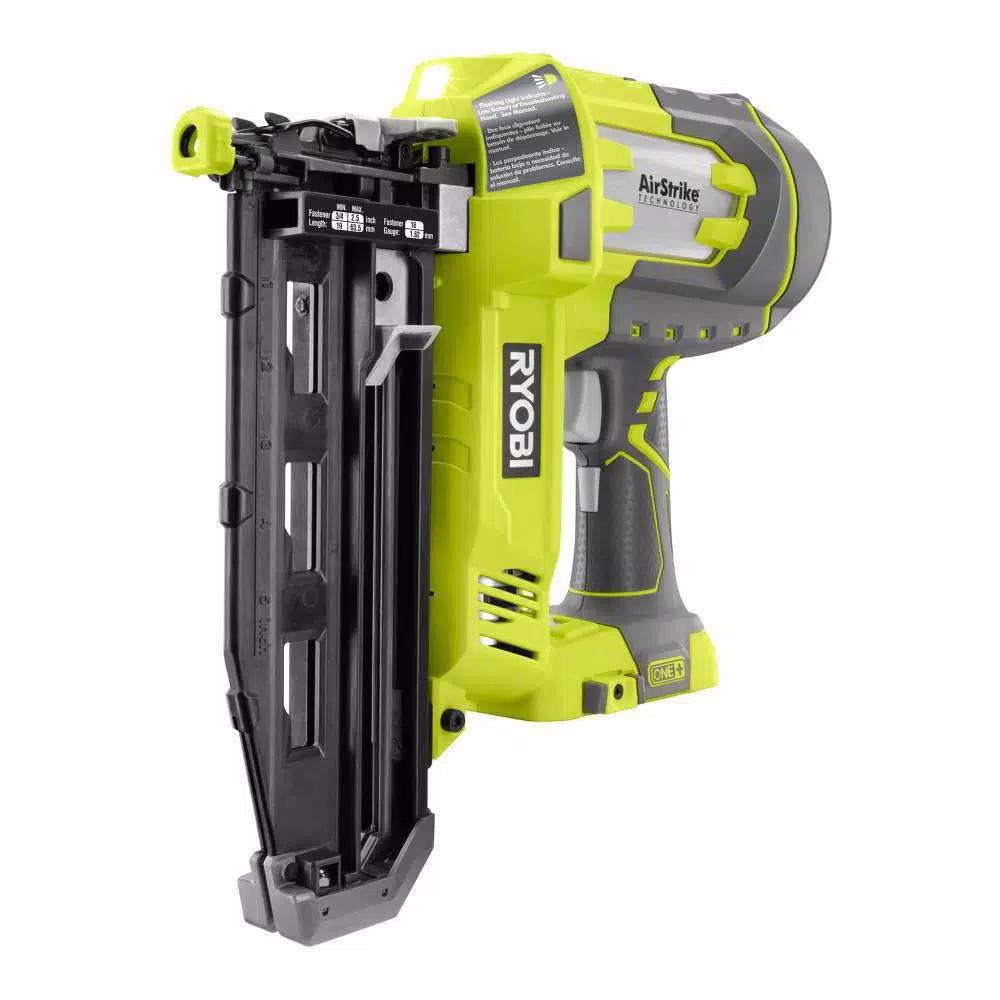 RYOBI 18V ONE+ AirStrike 16-Gauge Cordless Straight Finish Nailer Kit with 2.0 Ah Battery and Charger