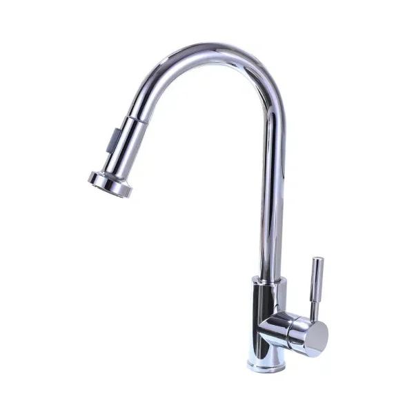 Vanity Art Single-Handle Pull-Down Kitchen Faucet, Chrome Finish, Brass Construction