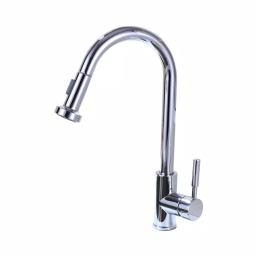 Vanity Art Single-Handle Pull-Down Kitchen Faucet, Chrome Finish, Brass Construction thumbnail 1