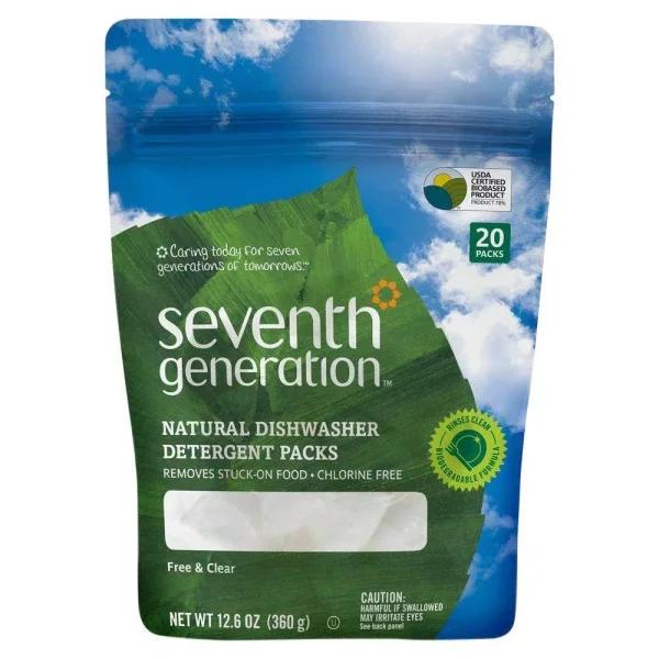 Seventh Generation Free and Clear Automatic Dishwasher Detergent Concentrated Packs, 12.6 oz (20-Pack)