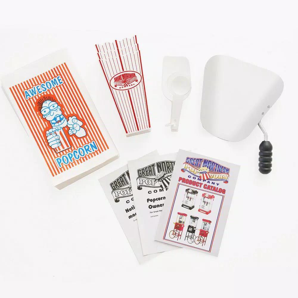 Great Northern Popcorn Foundation Popcorn Machine with Mobile Cart, 6-Ounce Kettle, 2 Gallon Capacity