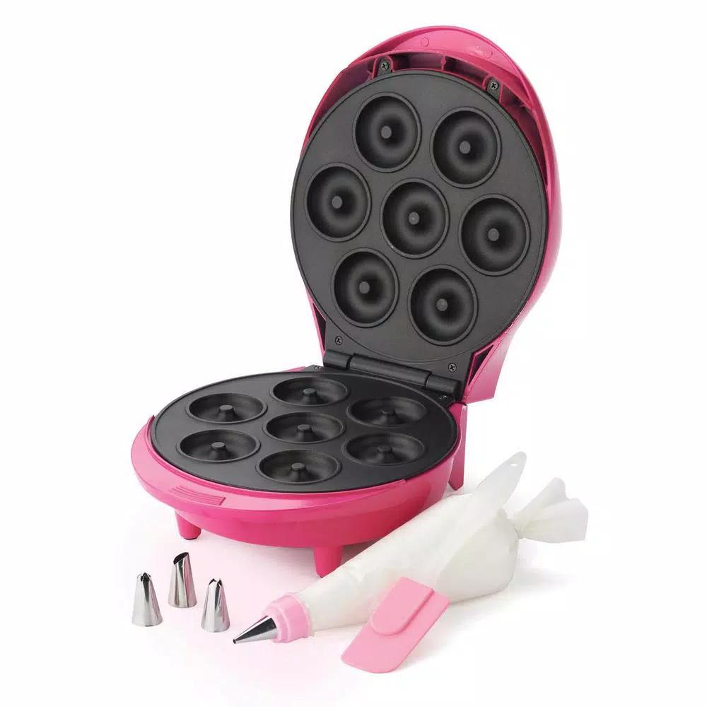 Betty Crocker Mini Donut Maker, Pink Dessert Specialty Appliance with Decorating Kit