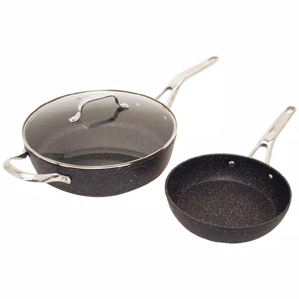 Starfrit The Rock 3-Piece Nonstick Cookware Set with Riveted Cast Stainless Steel Handles